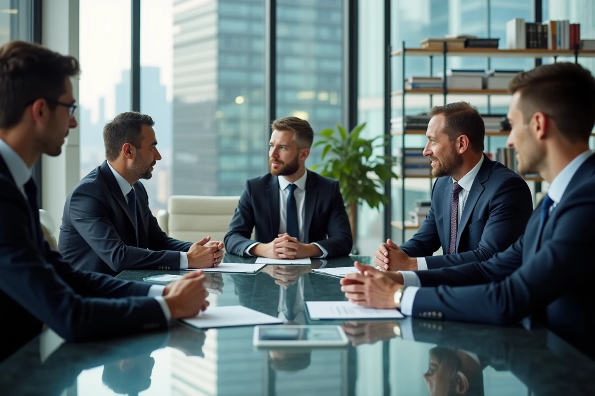 Groupe de professionnels en réunion dans un bureau moderne